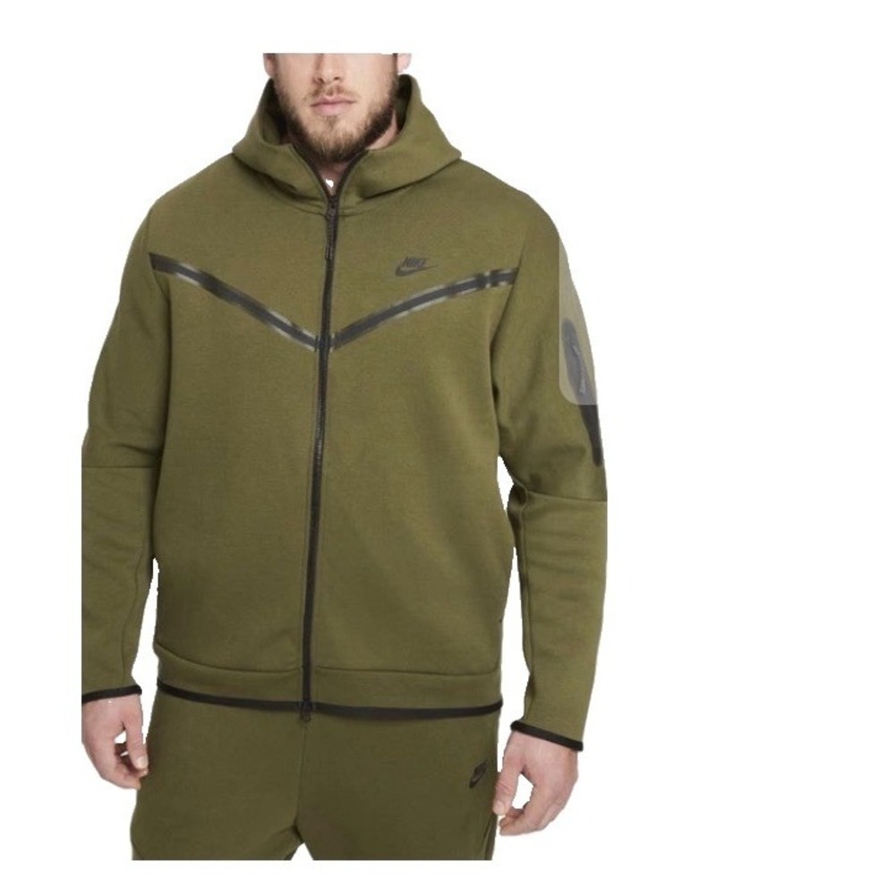 Nike Tech Fleece Green Olive Size L Zip Hoodie & Joggers Pants 2 Piece
